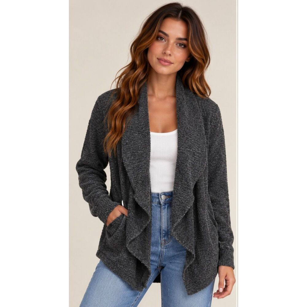Barefoot Dreams Ribbed Cardigan Duster CozyChic Knit Sz M Style 452